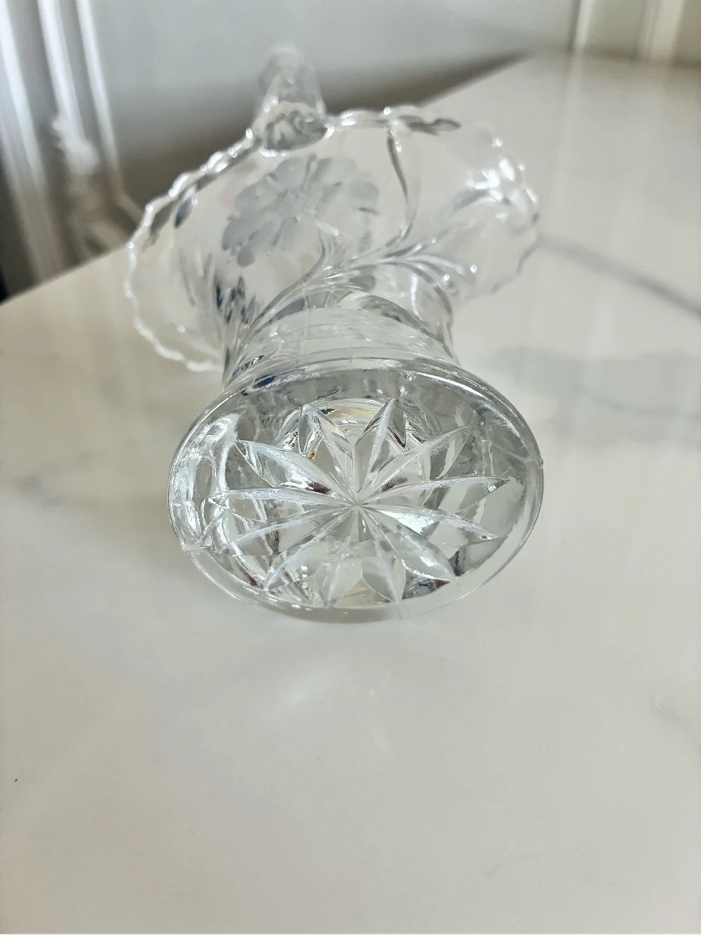 Clear‎ Glass Floral Basket Vase